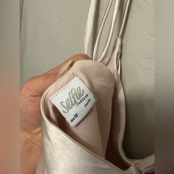 Selfie Leslie Well Versed Pleated Bust Front Split Dress - Champagne, medium - Picture 9 of 13